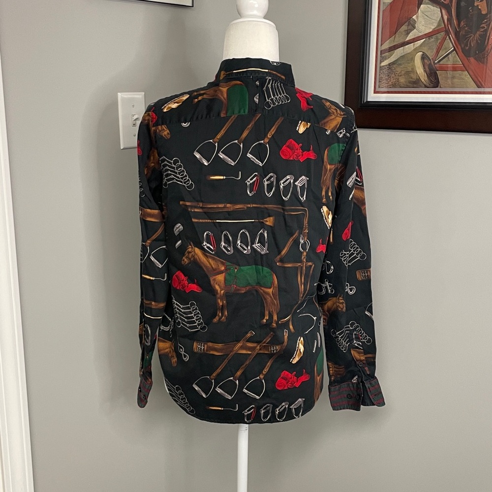 Ralph Lauren Equestrian Printed Button Down Shirt Medium Vintage Y2K Old Money - Picture 3 of 4
